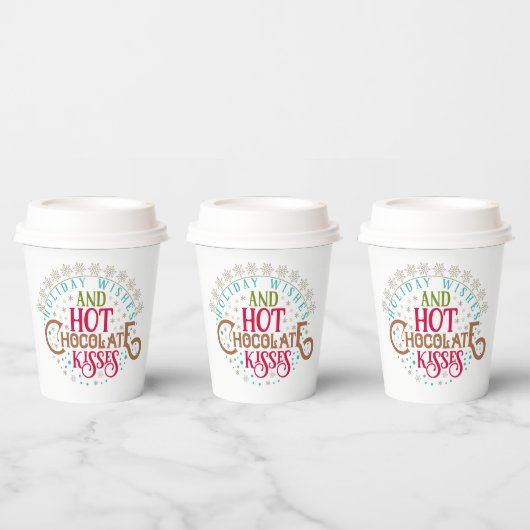 kerstwensen warme chocoladekusjes papieren bekers (Multi)