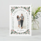 Kerstwensenboog met 3 foto-collage feestdagenkaart (Staand voorkant)