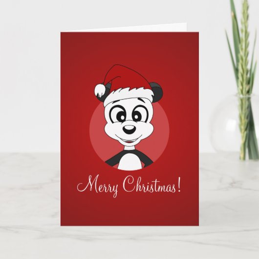 Kerstwenskaart met cartoon panda-beer feestdagen kaart (Voorkant)