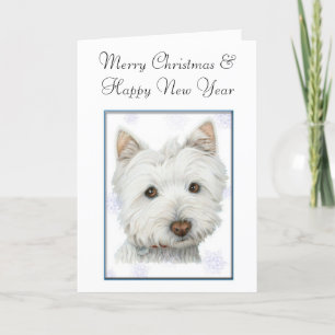 kerstWenskaart met Cute Westie Dog Feestdagen Kaart