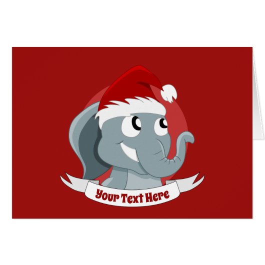 kerstwenskaart met een schattige olifant (Voorkant Horizontaal)