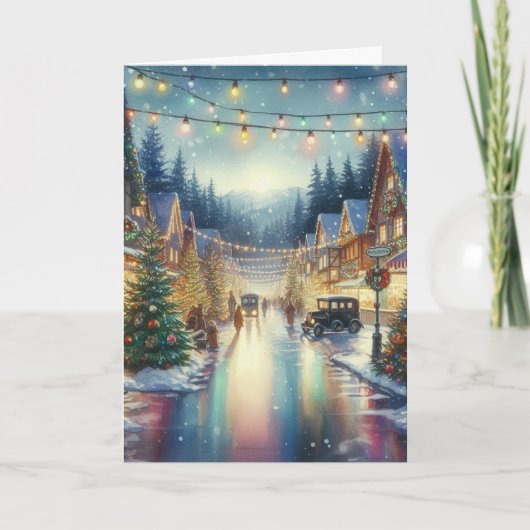 kerstWenskaart Retro Feestdagen Kaart (Voorkant)