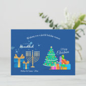 Kerstwenskaart voor Hanukkah Feestdagenkaart (Staand voorkant)