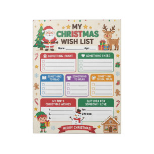 Kerstwenslijst Checklist voor Kinderen Notitieblok