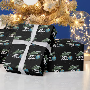 Kerstwereldbol ornament met sterren cadeaupapier