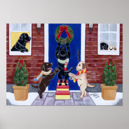 kerstwerk voor labradors poster
