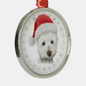 kerstwestie Dog Art Metalen Ornament (Rechts)