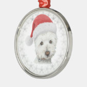 kerstwestie Dog Art Metalen Ornament (Links)