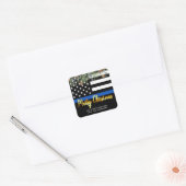 Kerstwetshandhaving van de politie met blauwe lijn vierkante sticker (Envelop)