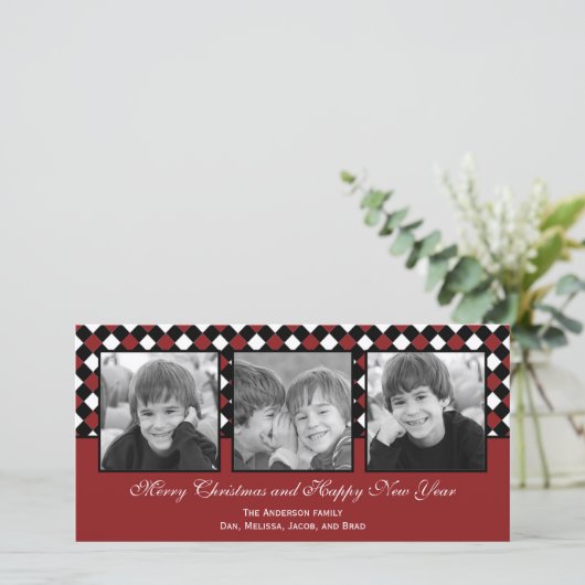 Kerstweven Vakantie Fotokaart Feestdagenkaart (Staand voorkant)