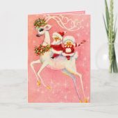 KerstWhite Deer Mr. en mevrouw Santa Claus Kaart (Voorkant)