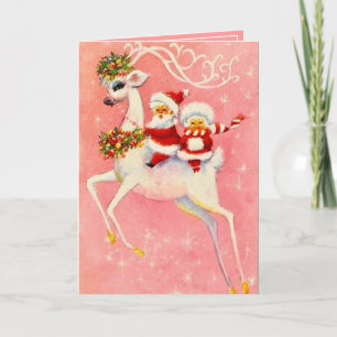 KerstWhite Deer Mr. en mevrouw Santa Claus Kaart