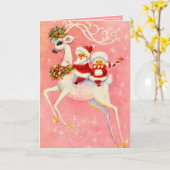 KerstWhite Deer Mr. en mevrouw Santa Claus Kaart (Gele Bloem)