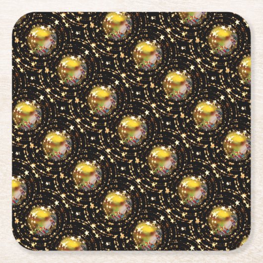 kerstWieg Nativiteitsscène Baubles Starry Chic Kartonnen Onderzetters (Voorkant)