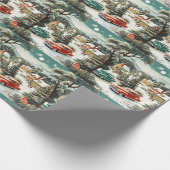 Kerstwijk Auto's Huizen MCM Cadeaupapier (Hoek)