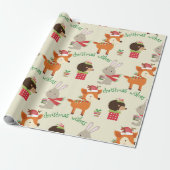 Kerstwijken Kinderen met kerst van jute Woodland Cadeaupapier (Uitgerold)