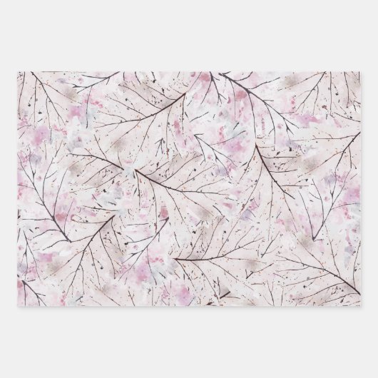 kerstwijn Berry Grey Roos Abstract Pset Inpakpapier Vel (Voorkant)