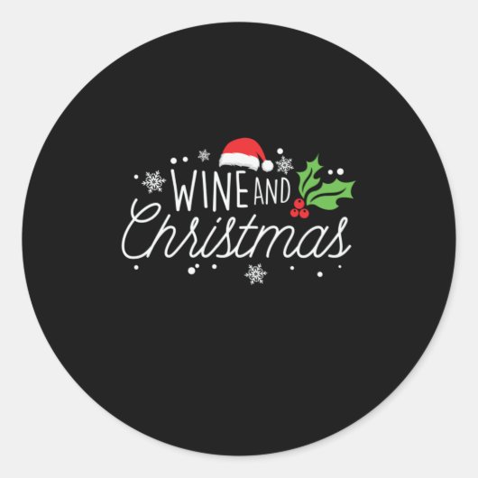 Kerstwijn en kerstwijn ronde sticker (Voorkant)