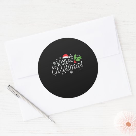 Kerstwijn en kerstwijn ronde sticker (Envelop)