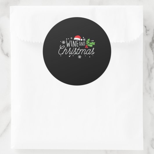 Kerstwijn en kerstwijn ronde sticker (Tas)