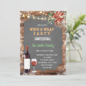 Kerstwijn- en wrap-themafeest kaart (Staand voorkant)