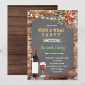 Kerstwijn- en wrap-themafeest kaart (Voorkant / Achterkant)