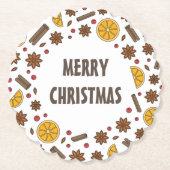 Kerstwijn feestdagen rode gemulgeerde wijncocktail kartonnen onderzetters (Voorkant)