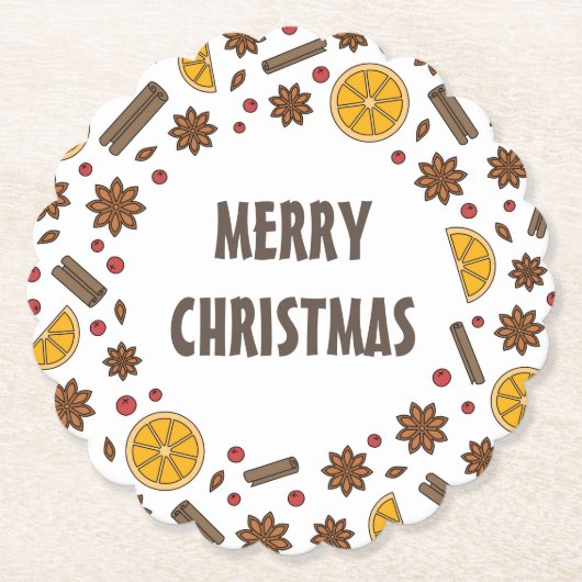 Kerstwijn feestdagen rode gemulgeerde wijncocktail kartonnen onderzetters (Voorkant)