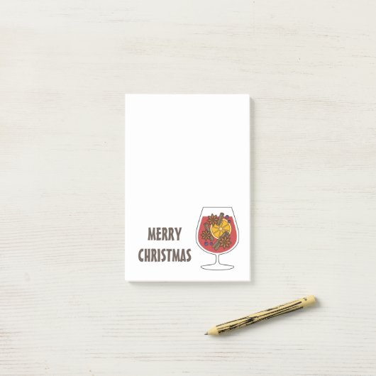 Kerstwijn feestdagen rode gemulgeerde wijncocktail post-it® notes (Op bureau)