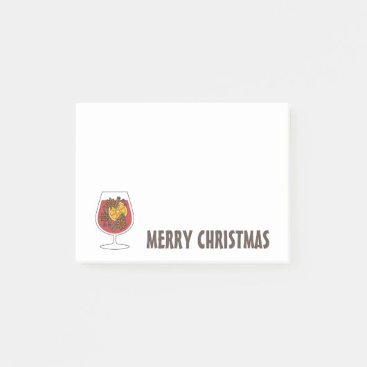 Kerstwijn feestdagen rode gemulgeerde wijncocktail post-it® notes (Voorkant)