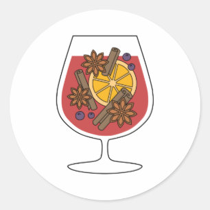 Kerstwijn feestdagen rode gemulgeerde wijncocktail ronde sticker