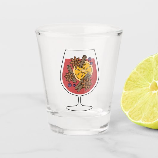 Kerstwijn feestdagen rode gemulgeerde wijncocktail shot glas (Voorkant)