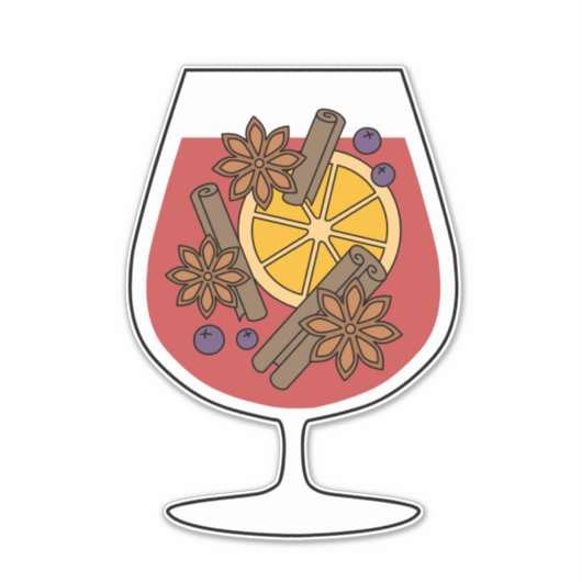 Kerstwijn feestdagen rode gemulgeerde wijncocktail sticker (Voorkant)