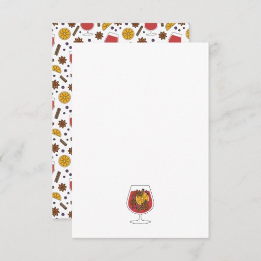 Kerstwijn feestdagen rode gemulgeerde wijnspecerij notitiekaartje (Voorkant / Achterkant)