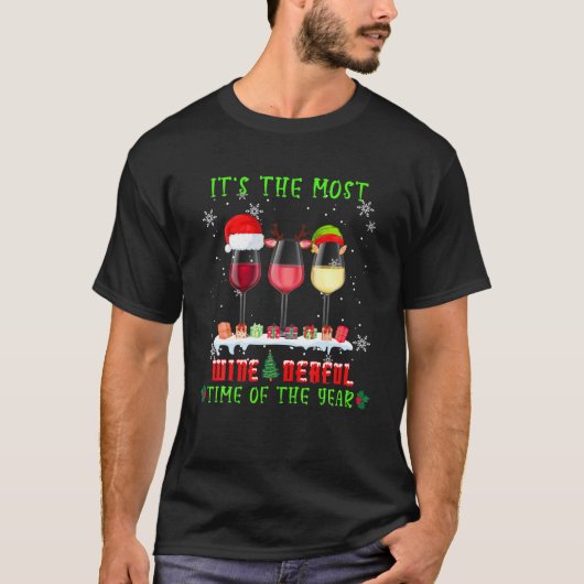 Kerstwijn - Funny Xmas Alcohol Pajama T-shirt (Voorkant)