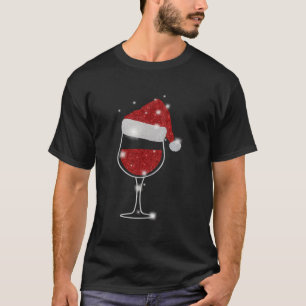 Kerstwijn glas van rode wijn Santa Hat T-shirt