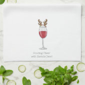 Kerstwijn Grappig gieten Cheer Santa's Deer Theedoek (Gevouwen)