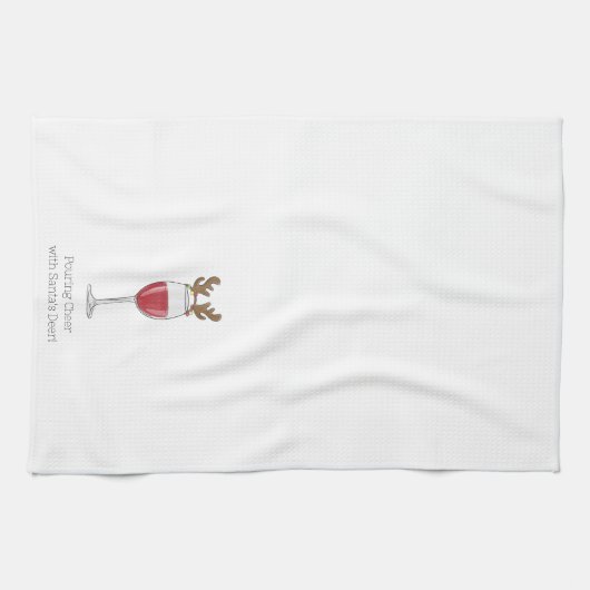 Kerstwijn Grappig gieten Cheer Santa's Deer Theedoek (Horizontaal)