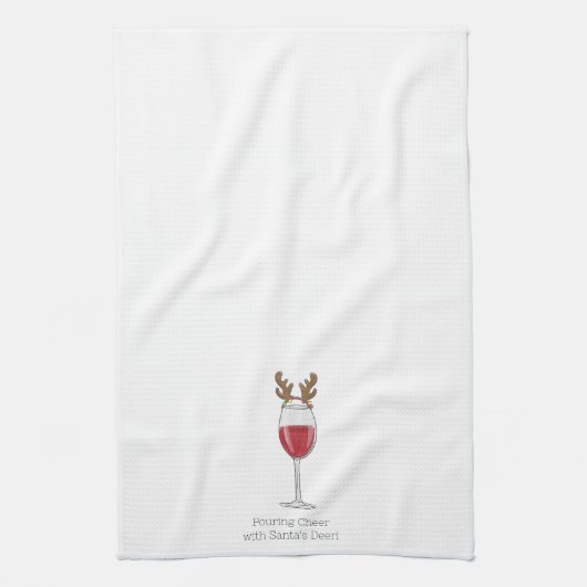 Kerstwijn Grappig gieten Cheer Santa's Deer Theedoek (Verticaal)
