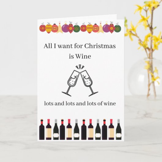 kerstwijn kaart (Gele Bloem)