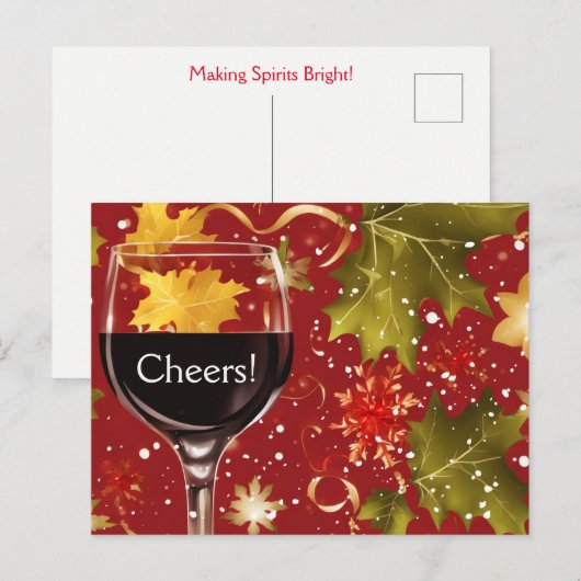 Kerstwijn Kerstborrels Kerstmis Briefkaart (Voorkant / Achterkant)