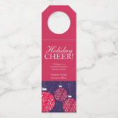 Kerstwijn labels baubles rood blauw gepersonalisee (Voorkant)