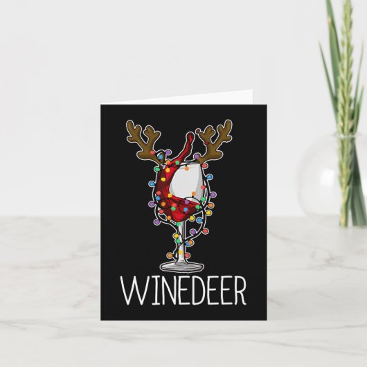 Kerstwijn liefhebber rendier rood wijnglas kaart (Voorkant)