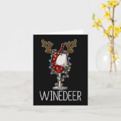 Kerstwijn liefhebber rendier rood wijnglas kaart (Gele Bloem)