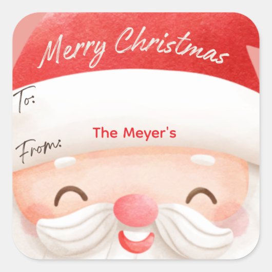 Kerstwijn- of cadeauetiketten vierkante sticker (Voorkant)