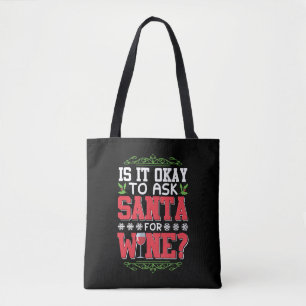 kerstwijn rode wijn tote bag