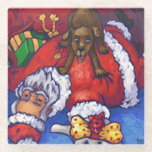 kerstwijn schilderen glazen onderzetter (Voorkant)