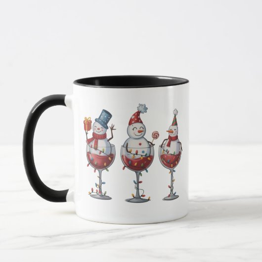 Kerstwijn Sneeuwmannen Kerstgeesten Kerstmis Mok (Links)