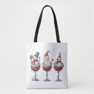 Kerstwijn Sneeuwmannen Kerstgeesten Kerstmis Tote Bag