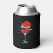 Kerstwijn Snowflakes Santa Hat Red Wine Blikjeskoeler (Blikje Voorkant)